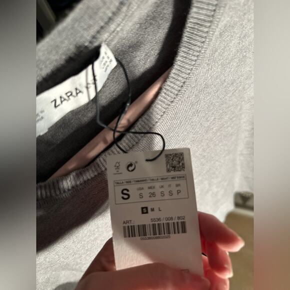 Zara grey one shoulder ruffle crop sweater. Size small NWT - Picture 2 of 11